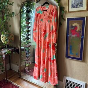 Vintage Gay Gibson 70s Maxi Dress Boho Flower Power Hippie